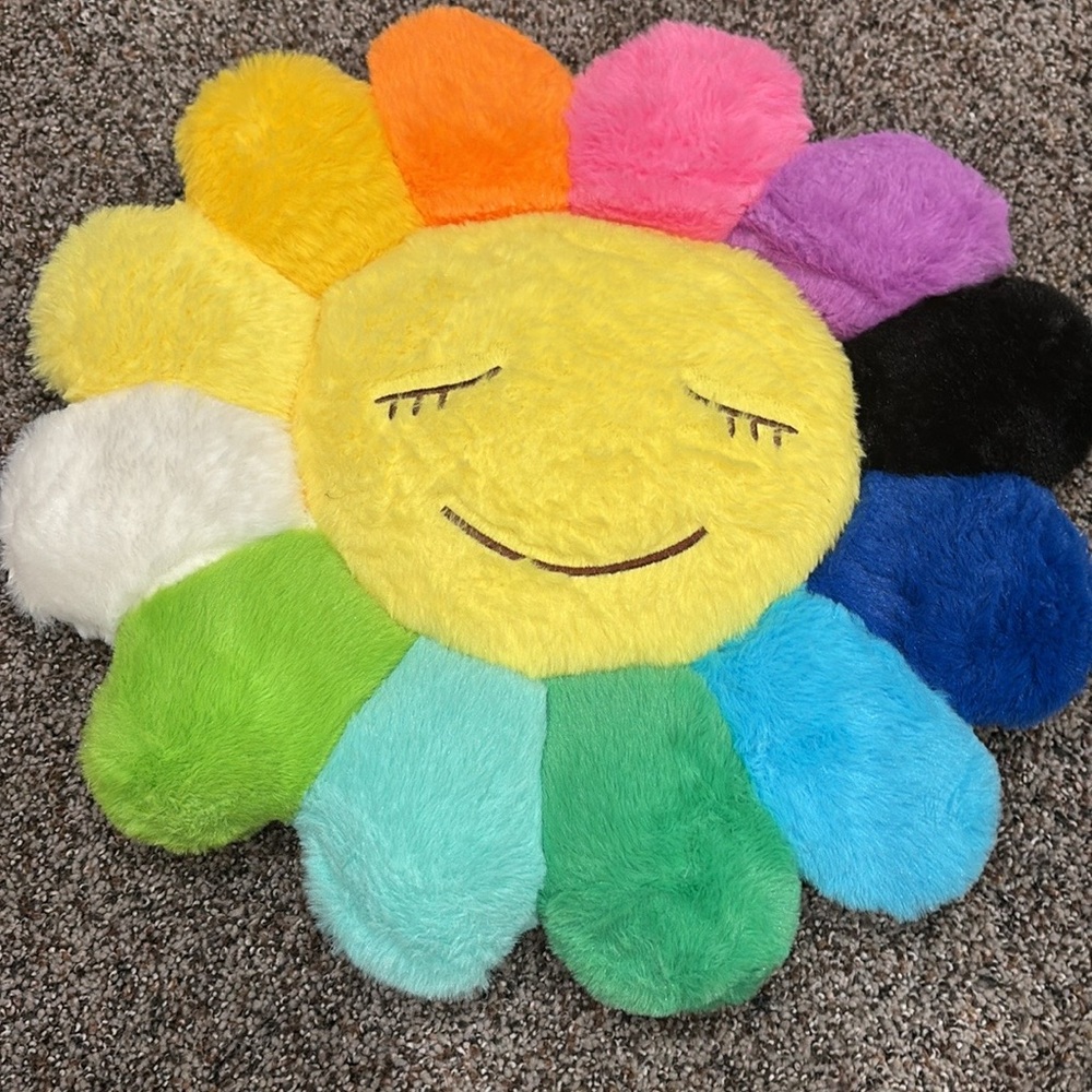Takashi Murakami Rainbow Flower Plush Pillow - Picture 2 of 2